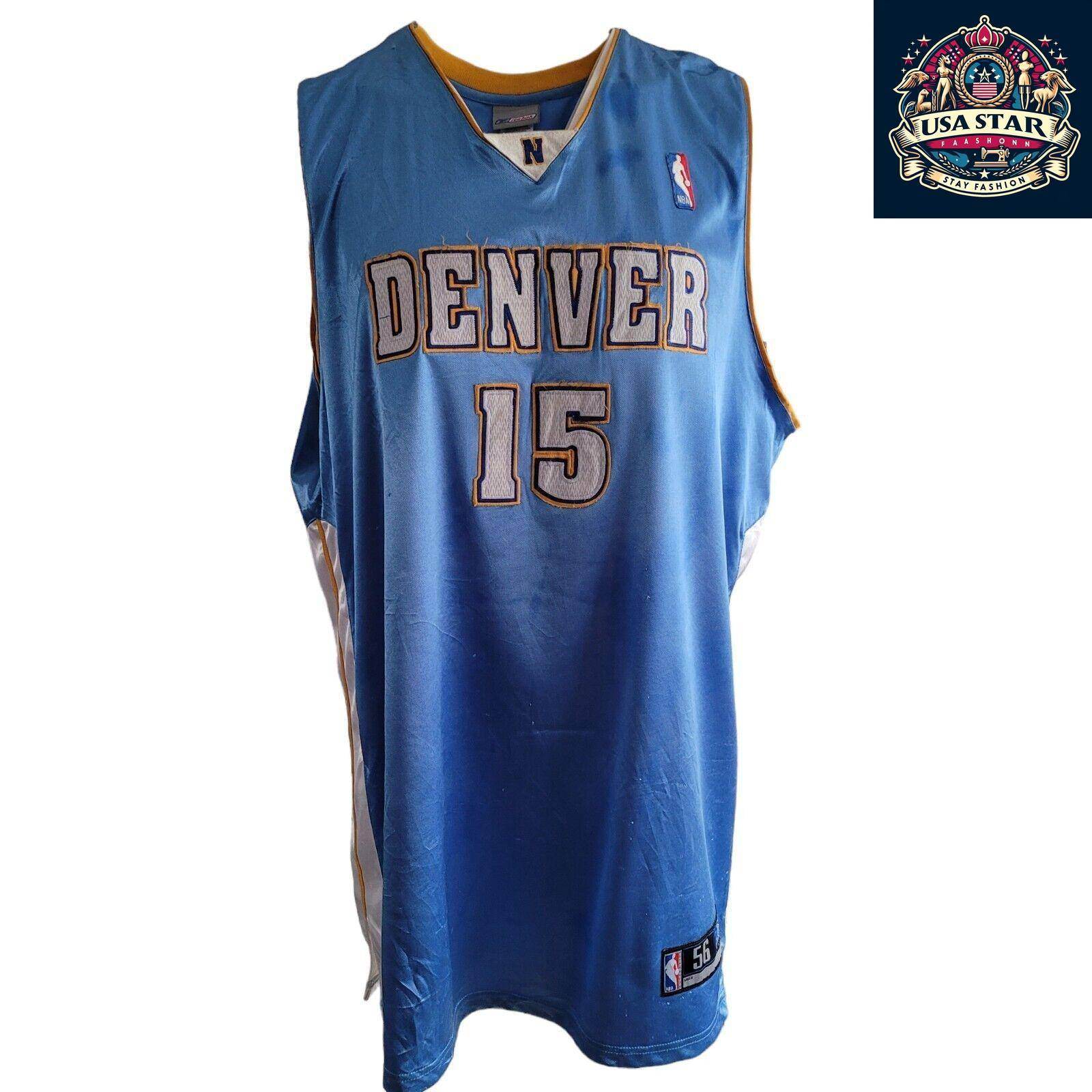 Reebok Vintage Denver Nuggets 15 Anthony Jersey 90s Sz 56 XXL Retro Sportswear - USASTARFASHION