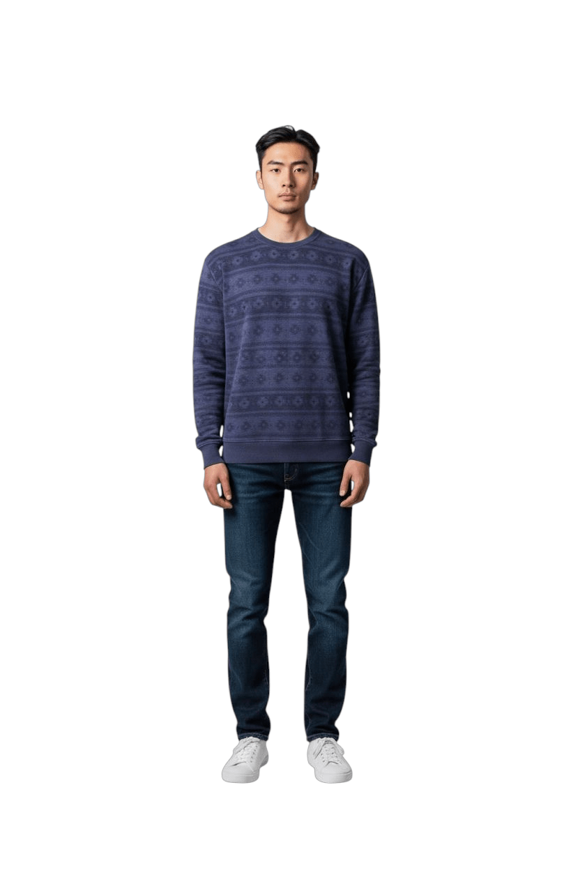 Saltrock Men’s Sweater Navy Blue Aztec Pattern Crewneck Pullover Size XL Cotton - USASTARFASHION