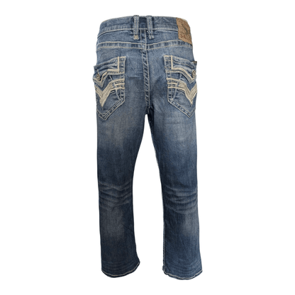 Salvage Supply Co. Jeans 34x30 Anarchy Straight Relaxed Fit Blue Buckle Distress - USASTARFASHION