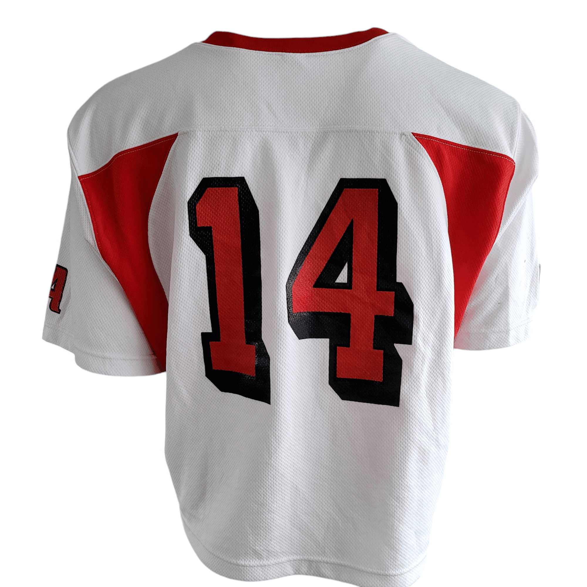 Scots Football Jersey 14 by Nike, XL Unisex, White & Red, Shorter Length Design, 100% Polyester - USASTARFASHION