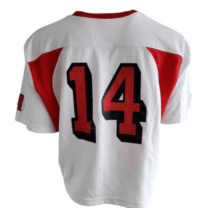 Scots Football Jersey 14 by Nike, XL Unisex, White & Red, Shorter Length Design, 100% Polyester - USASTARFASHION