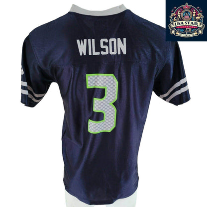 Seattle Seahawks Jersey 3 Russell Wilson Youth XXL (18 - 20) & Adult S - Official NFL Apparel - USASTARFASHION