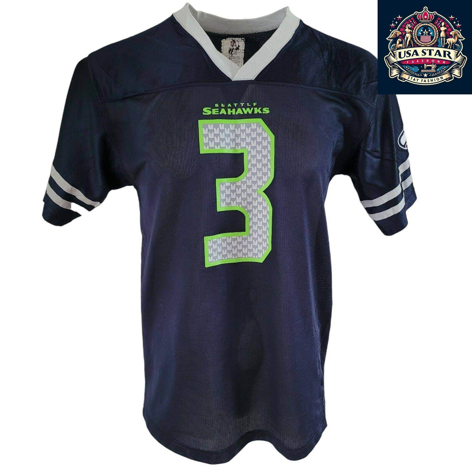 Seattle Seahawks Jersey 3 Russell Wilson Youth XXL (18 - 20) & Adult S - Official NFL Apparel - USASTARFASHION