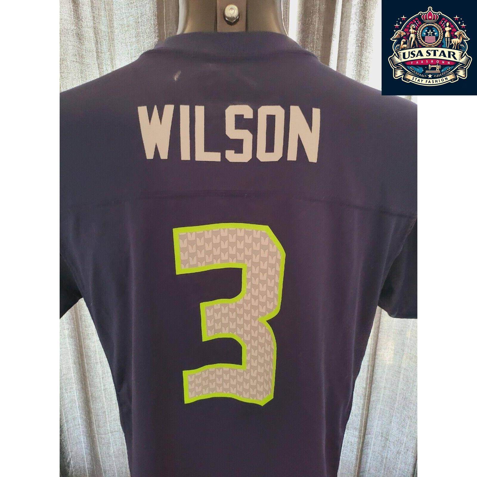 Seattle Seahawks Youth Jersey XL (18 - 20) - Wilson 3, Breathable Fabric, Grade A Condition - USASTARFASHION