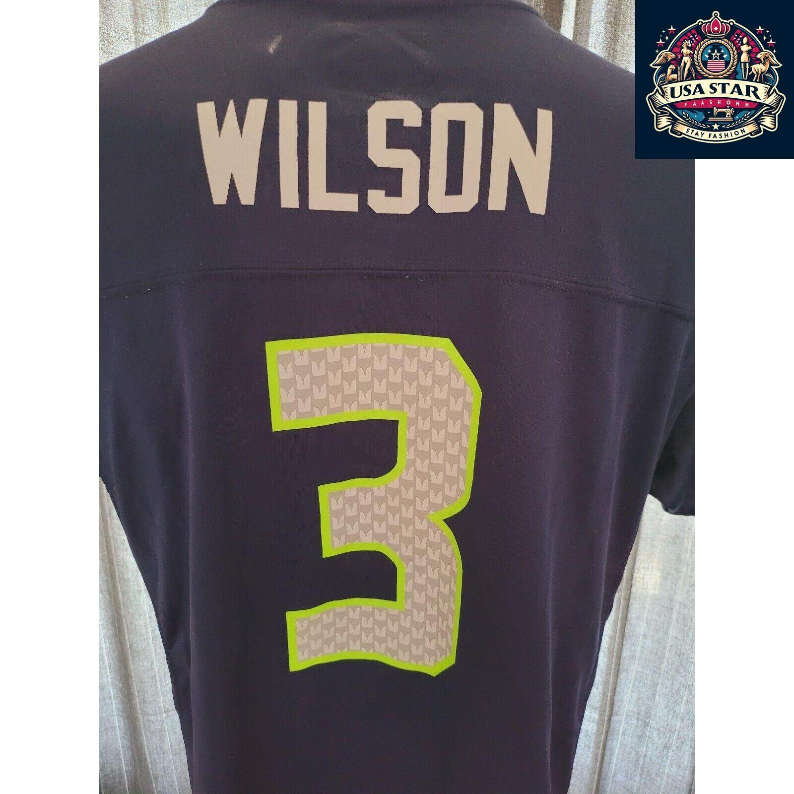 Seattle Seahawks Youth Jersey XL (18 - 20) - Wilson 3, Breathable Fabric, Grade A Condition - USASTARFASHION