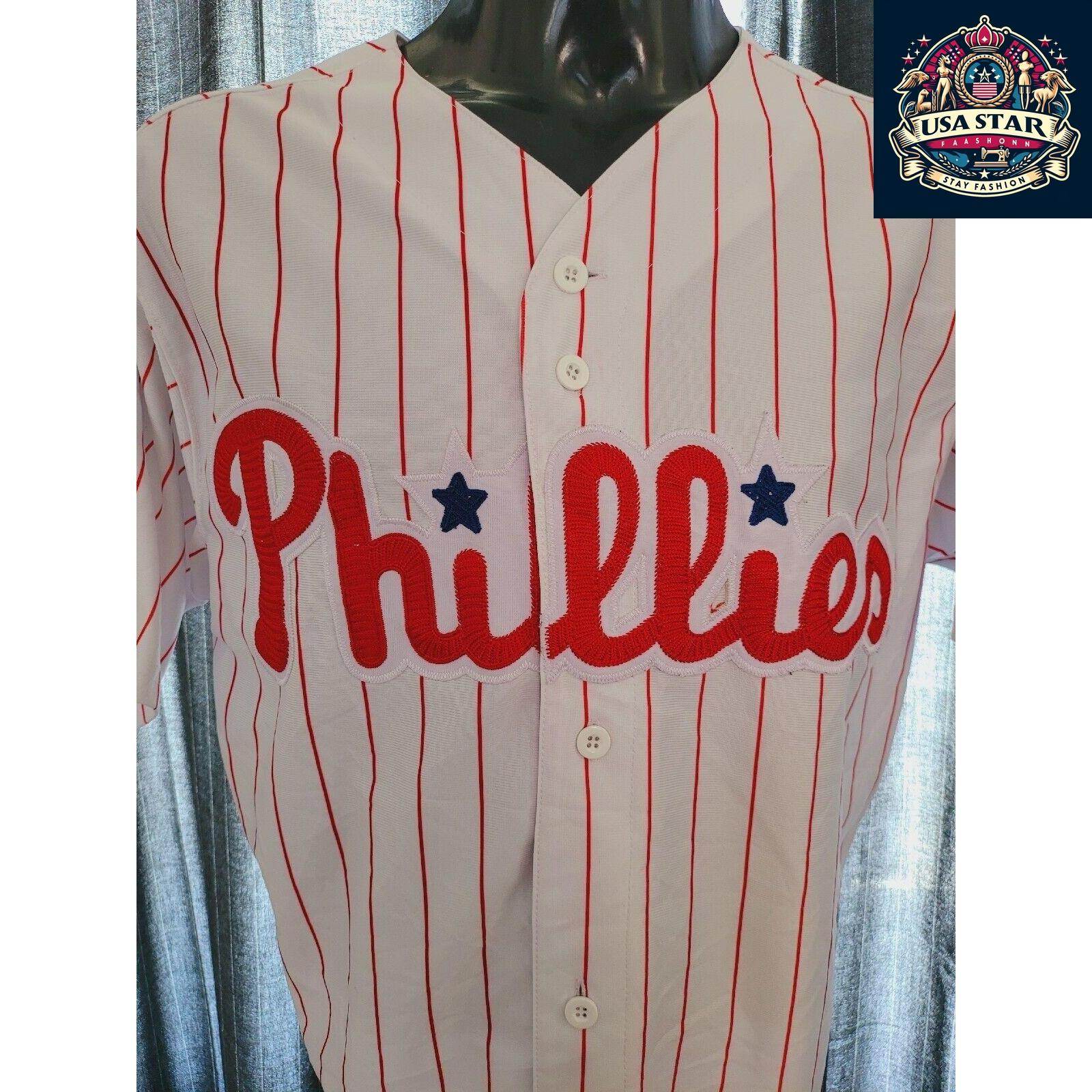 Shane Victorino 8 Vintage Phillies World Series Jersey 2008 Fall Classic Size 50 L - USASTARFASHION