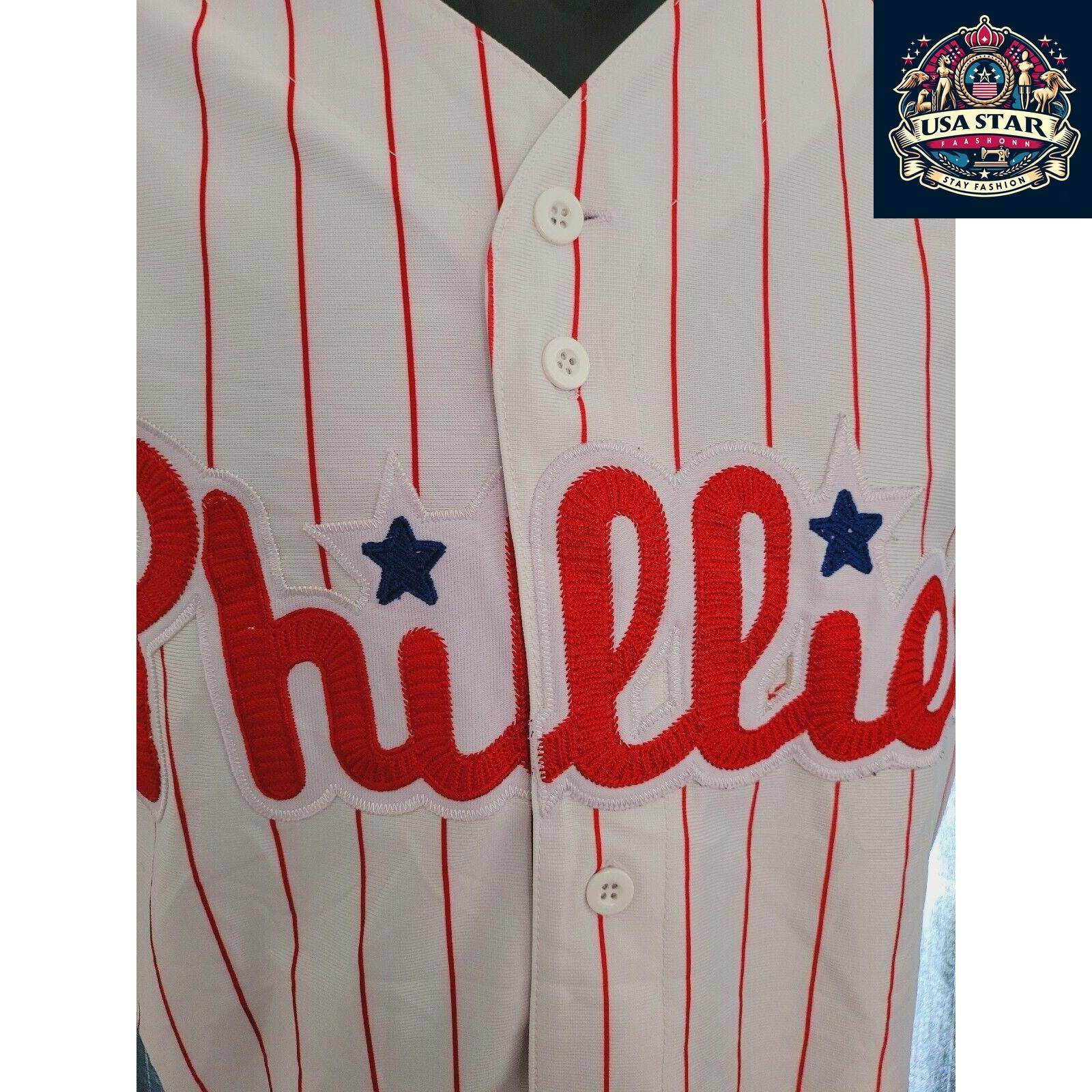 Shane Victorino 8 Vintage Phillies World Series Jersey 2008 Fall Classic Size 50 L - USASTARFASHION