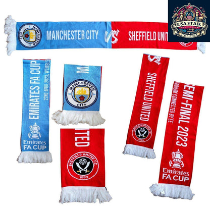 Sheffield United Scarf Vs Manchester City FA Cup Semi - Final Wembley 2023 Collector's Item - USASTARFASHION