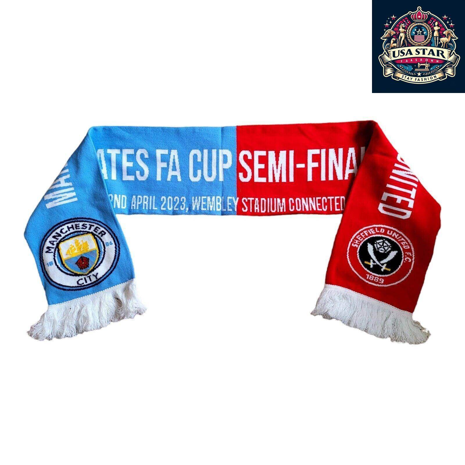 Sheffield United Scarf Vs Manchester City FA Cup Semi - Final Wembley 2023 Collector's Item - USASTARFASHION