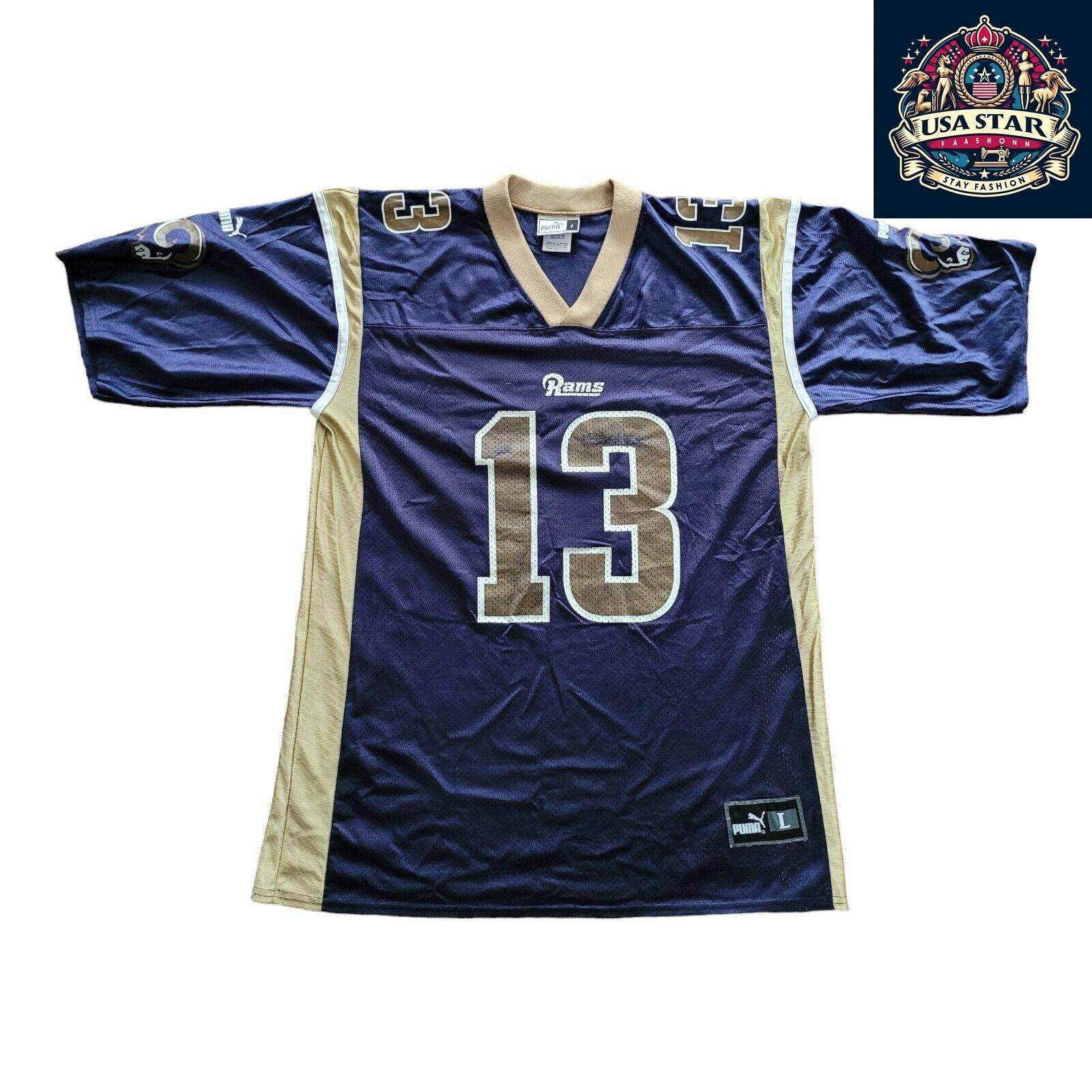 Signed Kurt Warner Jersey 13 St. Louis Rams Vintage Puma Size L - Unique NFL Memorabilia - USASTARFASHION