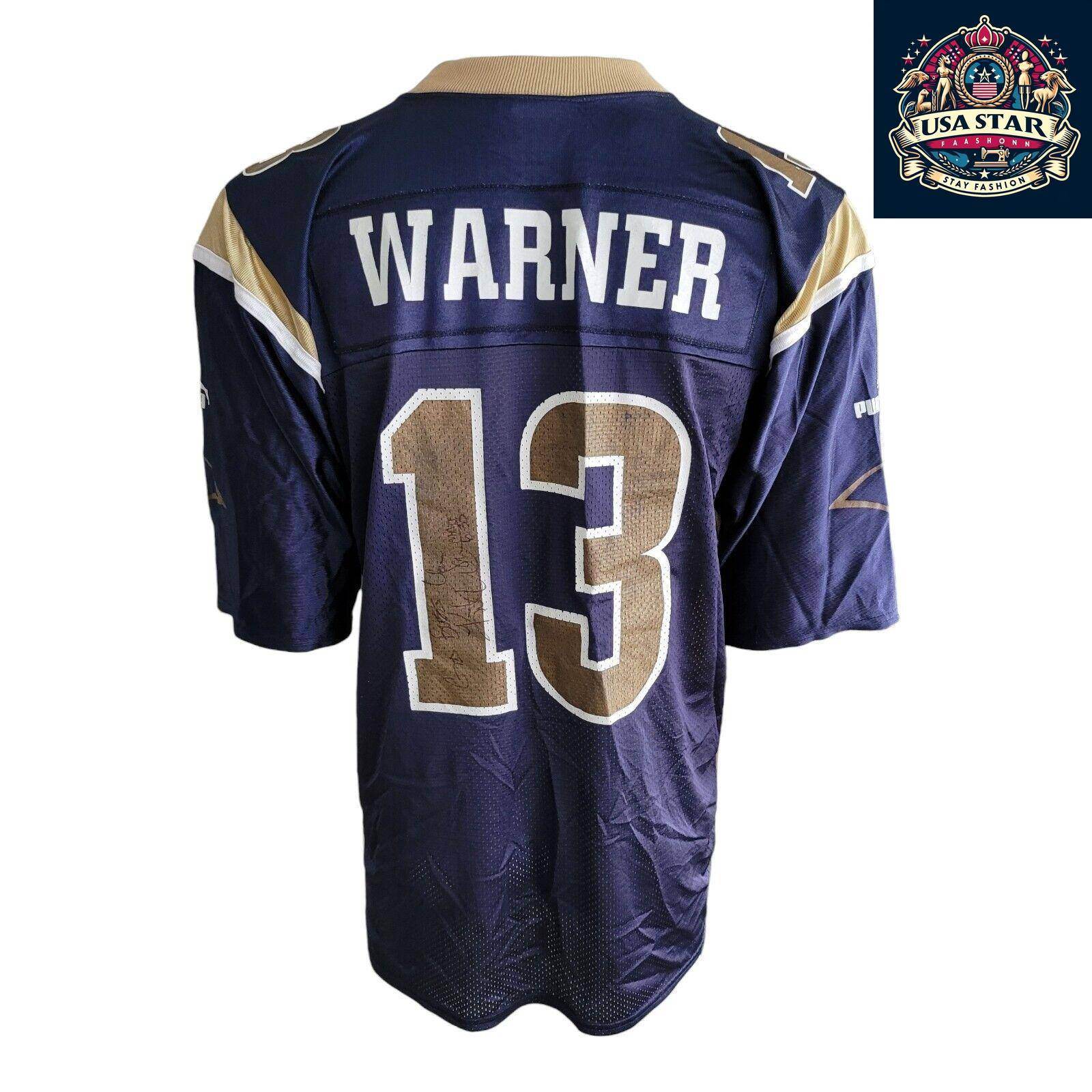 Signed Kurt Warner Jersey 13 St. Louis Rams Vintage Puma Size L - Unique NFL Memorabilia - USASTARFASHION