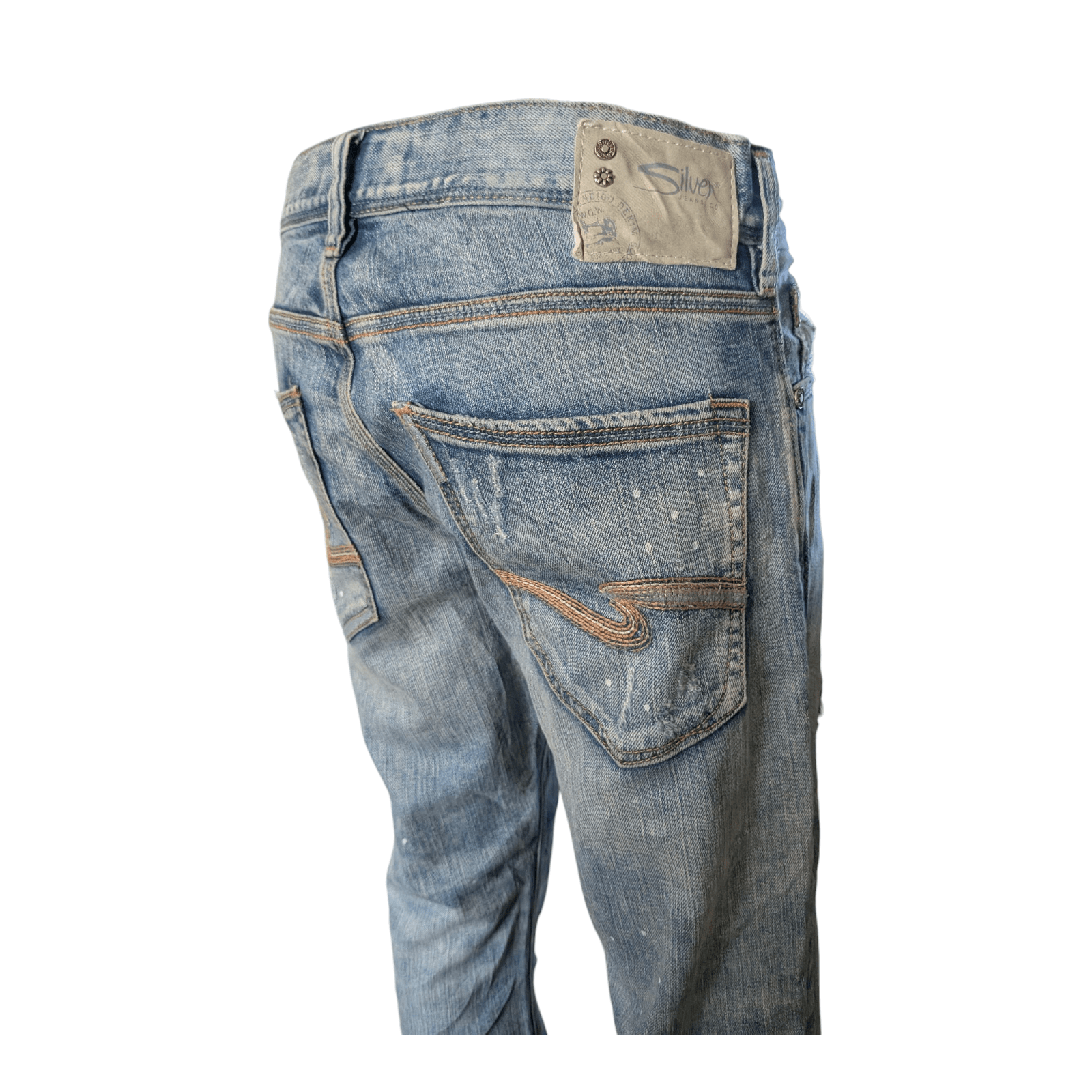 Silver Jeans Co. Eddie Men’s Jeans W31 L32 Relaxed Fit Straight Leg Blue Denim - USASTARFASHION