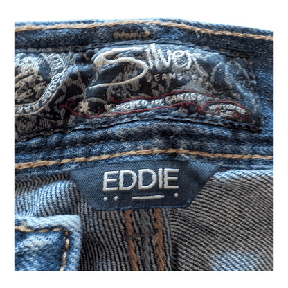 Silver Jeans Co. Eddie Men’s Jeans W31 L32 Relaxed Fit Straight Leg Blue Denim - USASTARFASHION