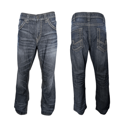 Silver Jeans Co. ZAC Men’s Jeans W36 L32 Dark Wash Straight Fit Denim - USASTARFASHION