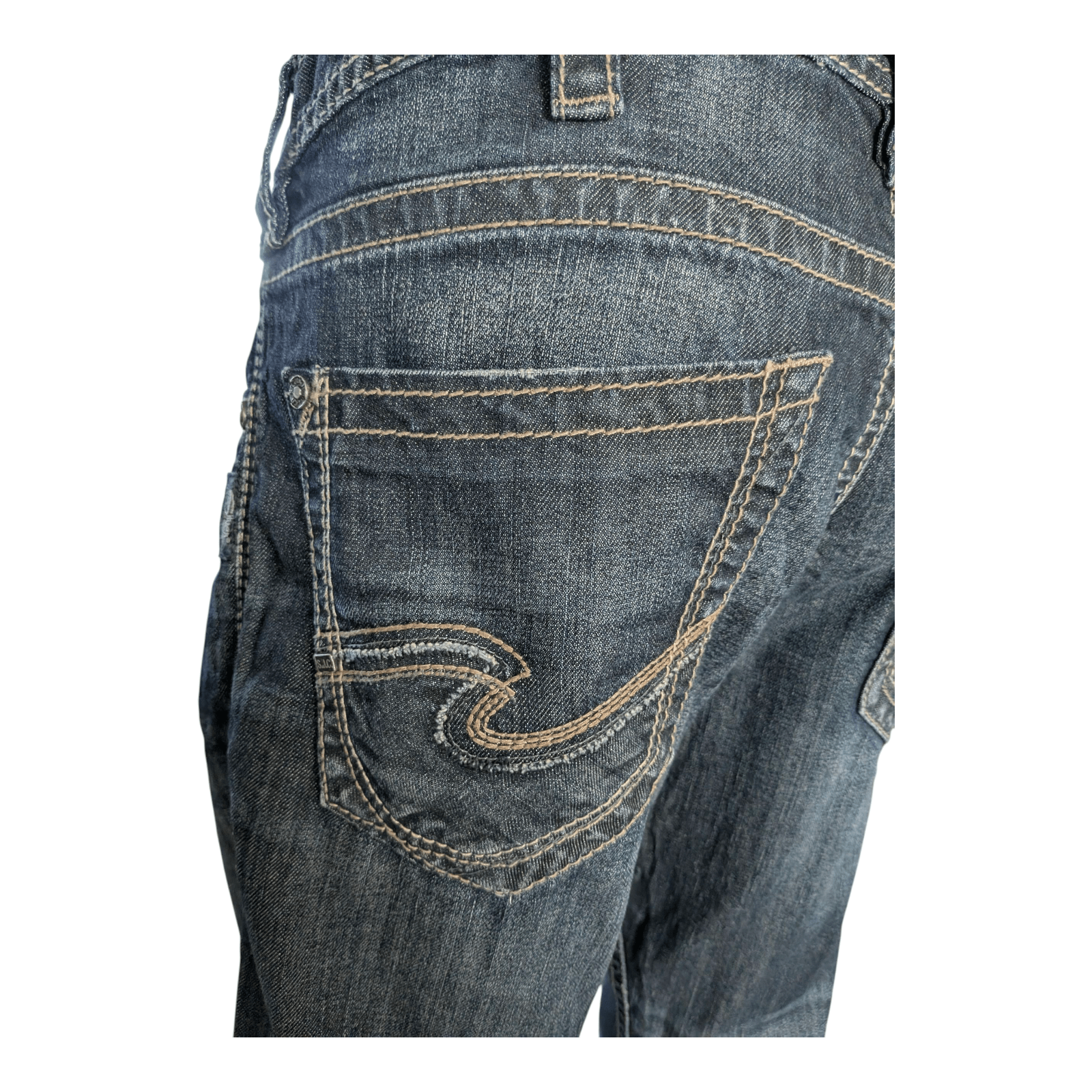 Silver Jeans Co. ZAC Men’s Jeans W36 L32 Dark Wash Straight Fit Denim - USASTARFASHION