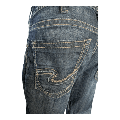 Silver Jeans Co. ZAC Men’s Jeans W36 L32 Dark Wash Straight Fit Denim - USASTARFASHION