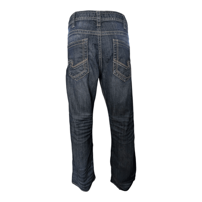 Silver Jeans Co. ZAC Men’s Jeans W36 L32 Dark Wash Straight Fit Denim - USASTARFASHION