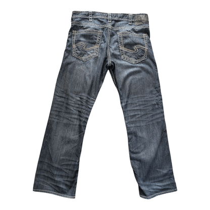 Silver Jeans Co. ZAC Men’s Jeans W36 L32 Dark Wash Straight Fit Denim - USASTARFASHION
