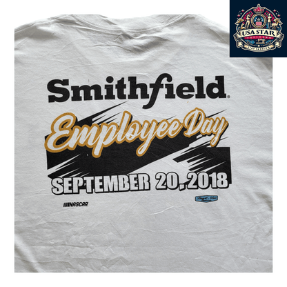 Smithfield Racing T-Shirt 2018 NASCAR Employee Day L 100% Cotton Stewart - Haas Racing Design - USASTARFASHION