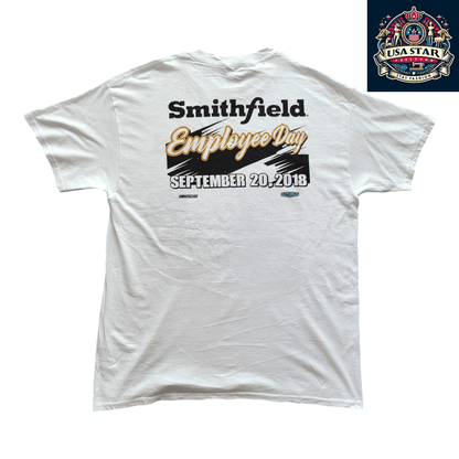 Smithfield Racing T-Shirt 2018 NASCAR Employee Day L 100% Cotton Stewart - Haas Racing Design - USASTARFASHION