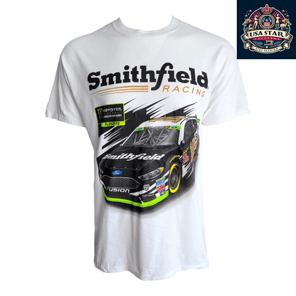 Smithfield Racing T-Shirt 2018 NASCAR Employee Day L 100% Cotton Stewart - Haas Racing Design - USASTARFASHION