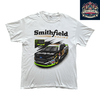 Smithfield Racing T-Shirt 2018 NASCAR Employee Day L 100% Cotton Stewart - Haas Racing Design - USASTARFASHION