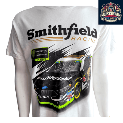 Smithfield Racing T-Shirt 2018 NASCAR Employee Day L 100% Cotton Stewart - Haas Racing Design - USASTARFASHION