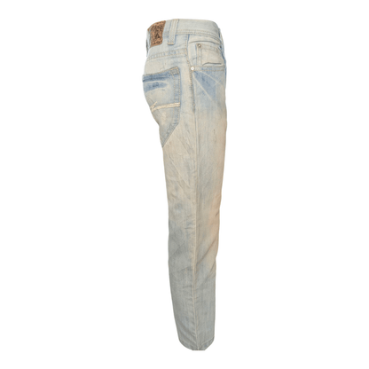 Southpole Men’s Hip Hop Jeans W29 L27 Light Wash Straight Fit Denim Distressed - USASTARFASHION