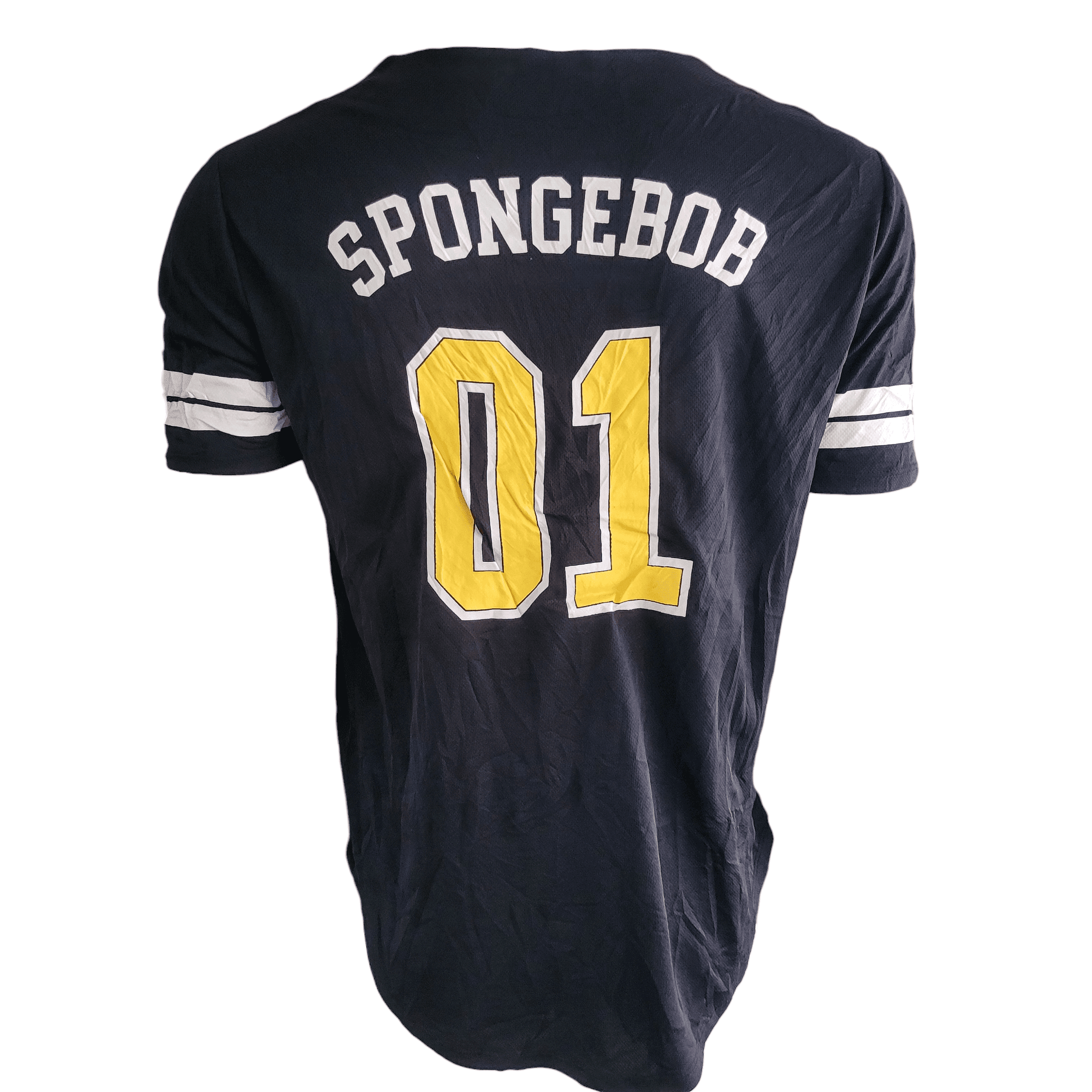 SpongeBob SquarePants Jersey Shirt Large Black with Fun Graphics Featuring SpongeBob and Patrick - USASTARFASHION