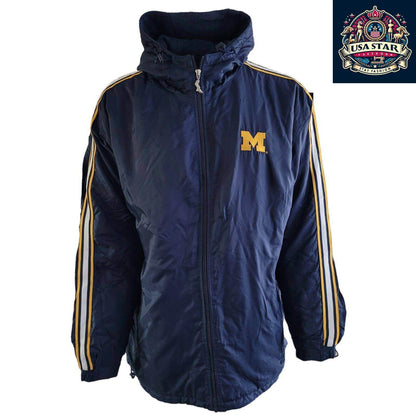 Spotlight Puffer Jacket Men - Michigan Navy 2XL, Stylish Regular Fit, Durable Polyester - USASTARFASHION