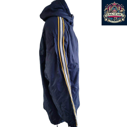 Spotlight Puffer Jacket Men - Michigan Navy 2XL, Stylish Regular Fit, Durable Polyester - USASTARFASHION