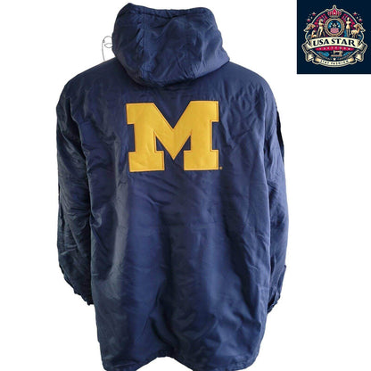Spotlight Puffer Jacket Men - Michigan Navy 2XL, Stylish Regular Fit, Durable Polyester - USASTARFASHION