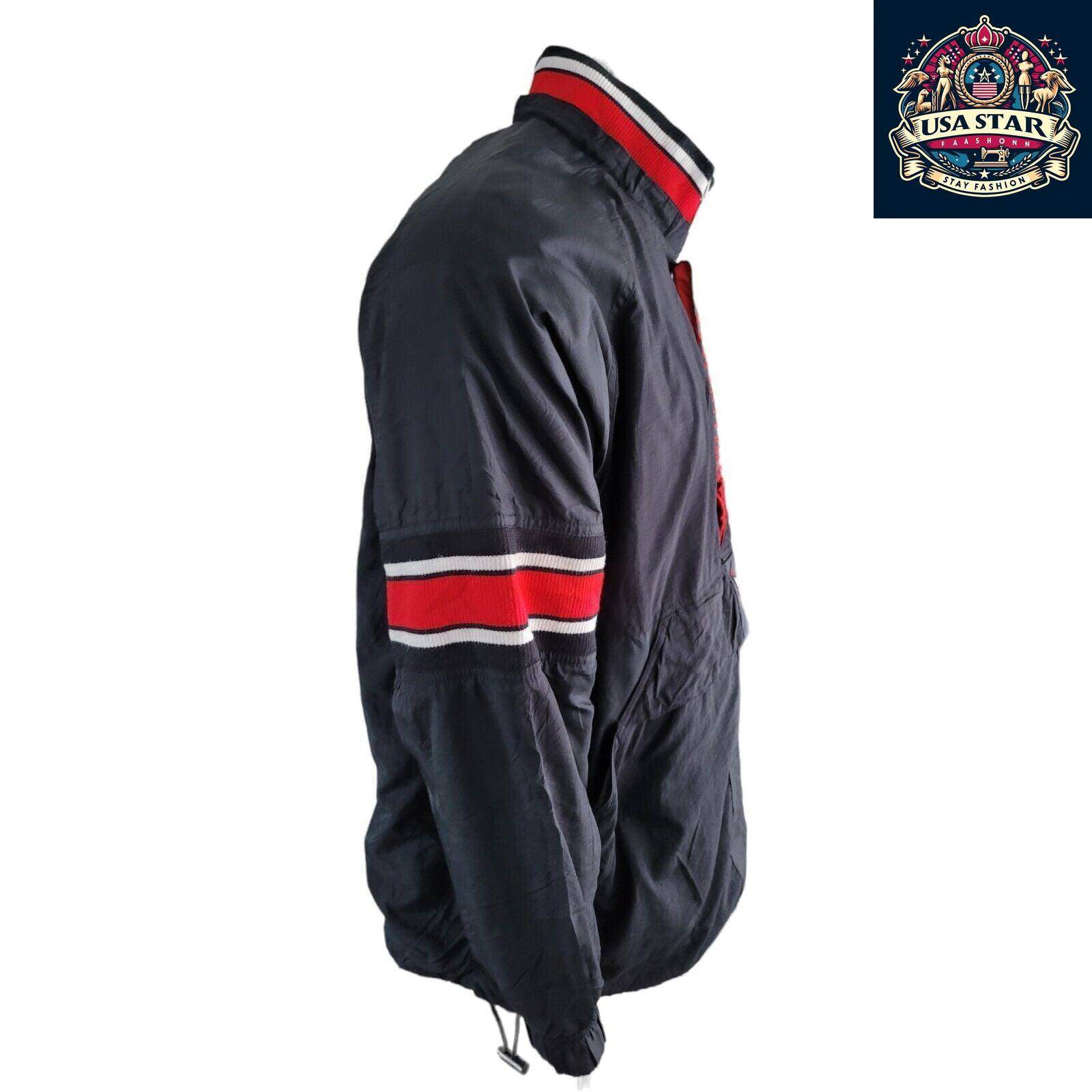 Starter Chicago Bulls Jacket 90s Puffer Bomber, Black Red, Size L, Bold Branding, Functional Design - USASTARFASHION