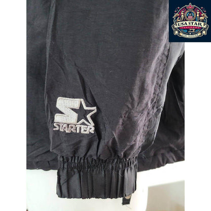 Starter Chicago Bulls Jacket 90s Puffer Bomber, Black Red, Size L, Bold Branding, Functional Design - USASTARFASHION