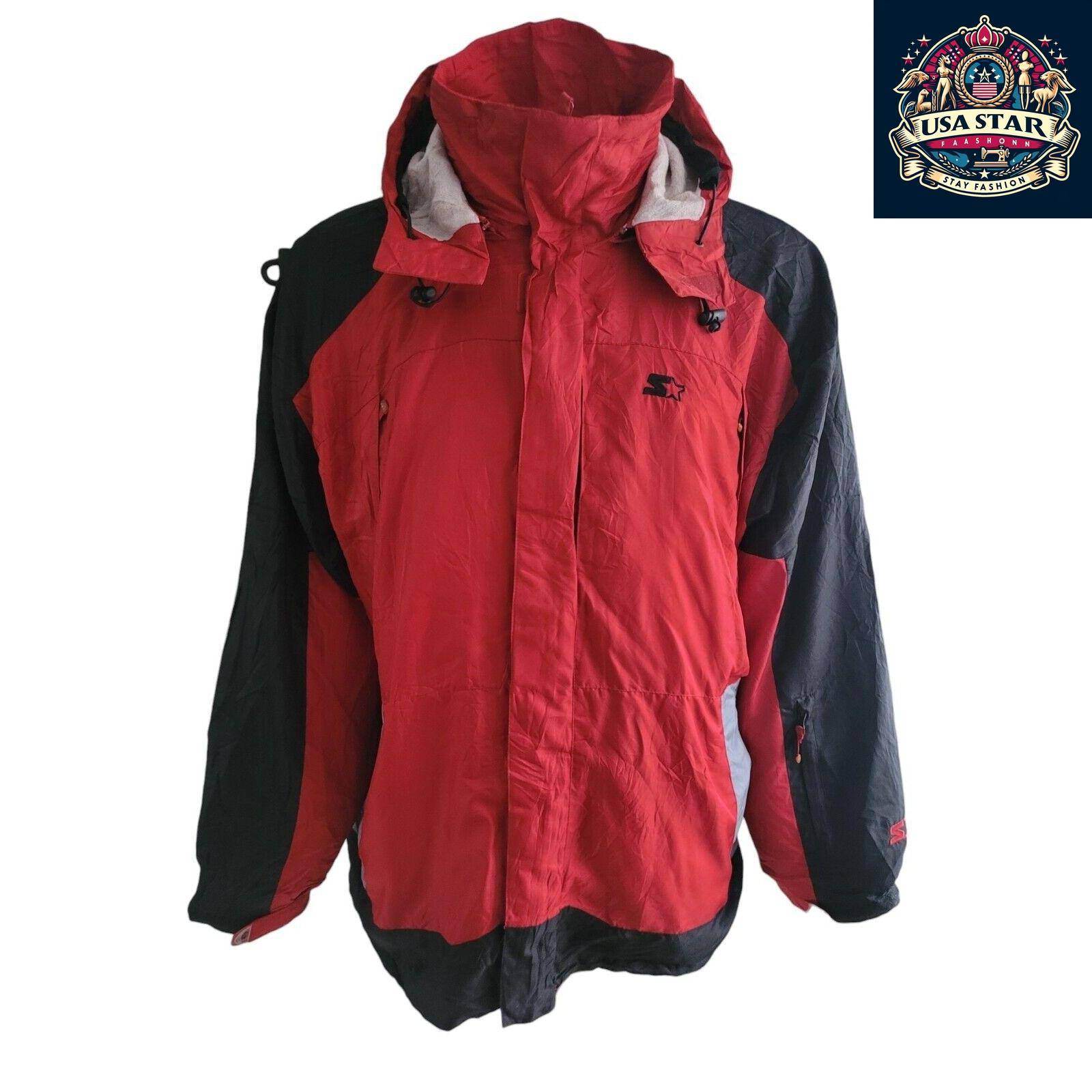 Starter Hockey Jacket 2XL - Versatile Style, Removable Hoodie, Multiple Pockets, Comfortable Fit - USASTARFASHION