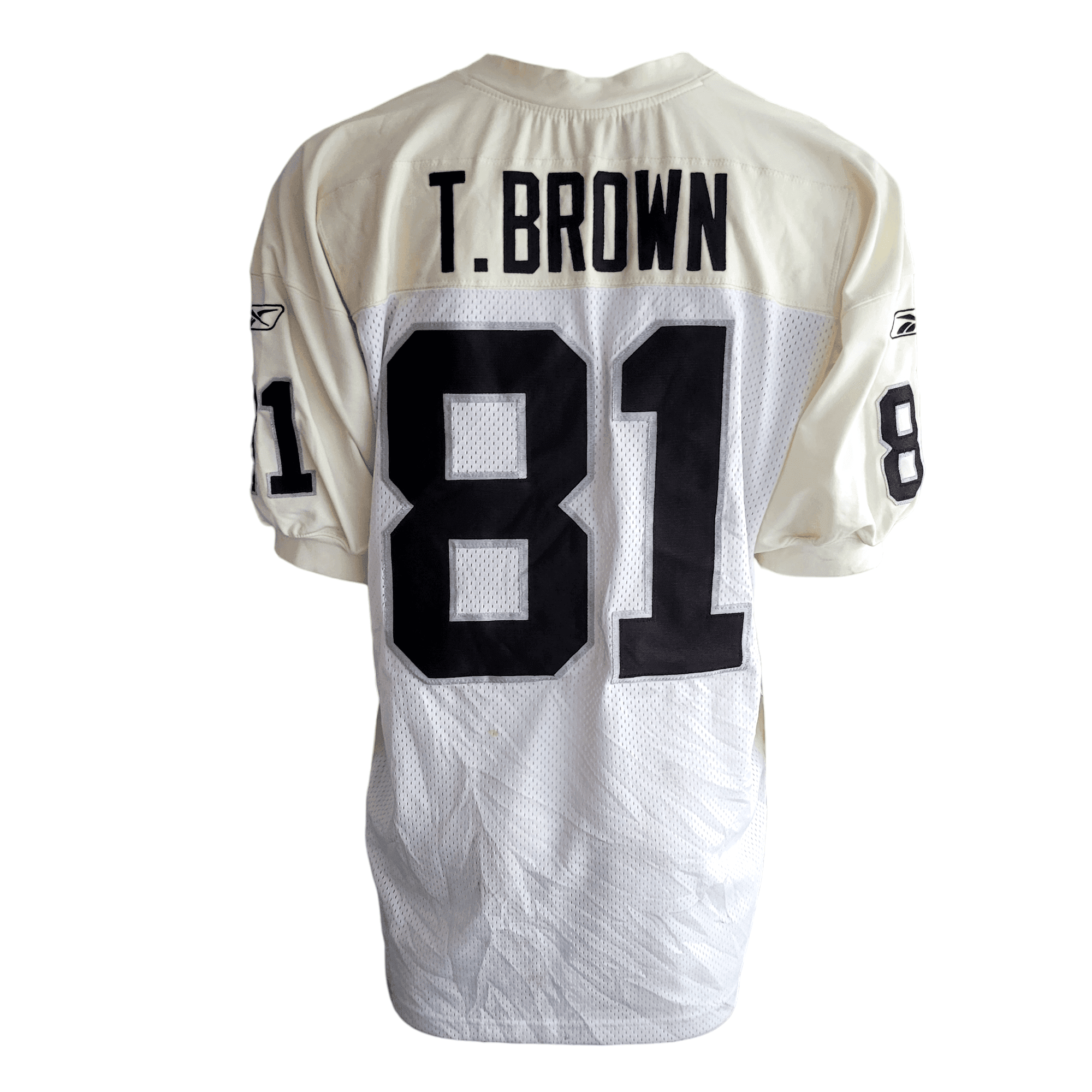 Tim Brown Raiders Jersey 81 Cream/White Reebok Medium - Official NFL Players Gear - USASTARFASHION