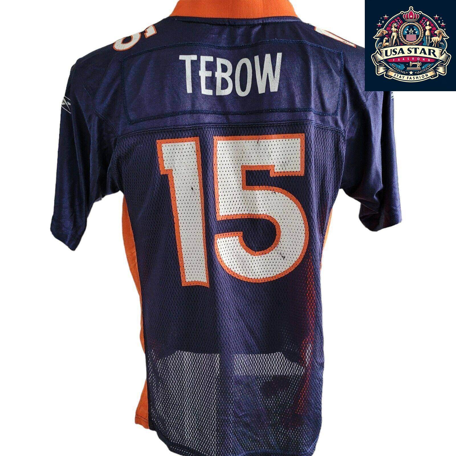 Tim Tebow Jersey 15 for Youth by Reebok, Size L (14 - 16), Stylish, Comfortable, Durable Fabric - USASTARFASHION