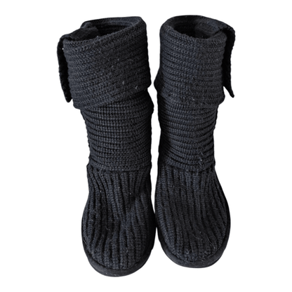 UGG Classic Cardy Knit Boots Black Women’s Size UK 6.5 / EU 39 Excellent Conditi - USASTARFASHION