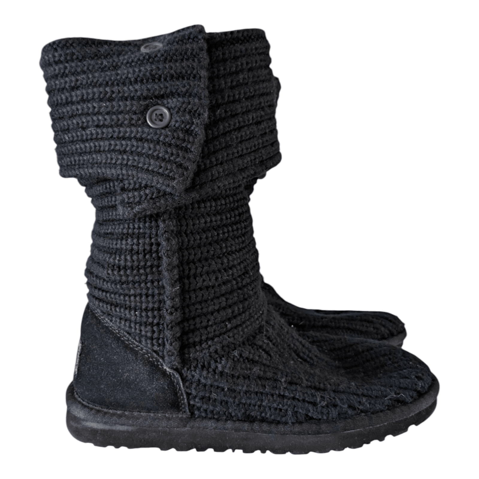UGG Classic Cardy Knit Boots Black Women’s Size UK 6.5 / EU 39 Excellent Conditi - USASTARFASHION
