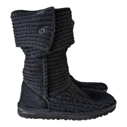 UGG Classic Cardy Knit Boots Black Women’s Size UK 6.5 / EU 39 Excellent Conditi - USASTARFASHION
