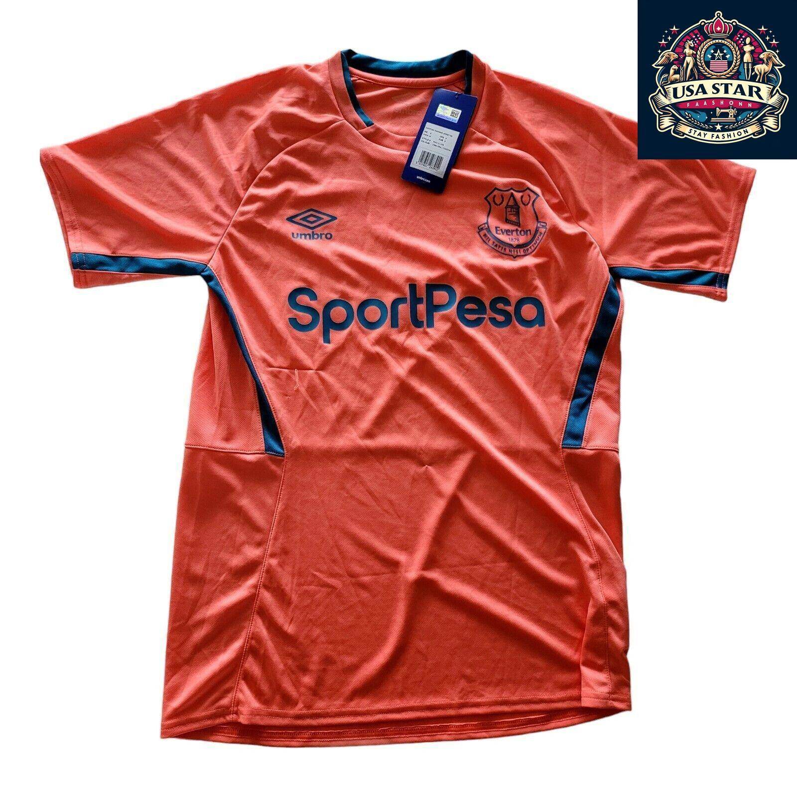 Umbro Everton Football Jersey, Small, Living Coral/Celestial, Moisture - Wicking, New with Tags - USASTARFASHION