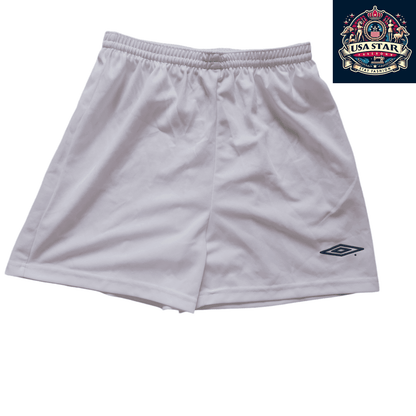 Umbro Youth Soccer Shorts, Size 152/158, Lightweight White Fabric, Elastic Waistband, Breathable Design - USASTARFASHION