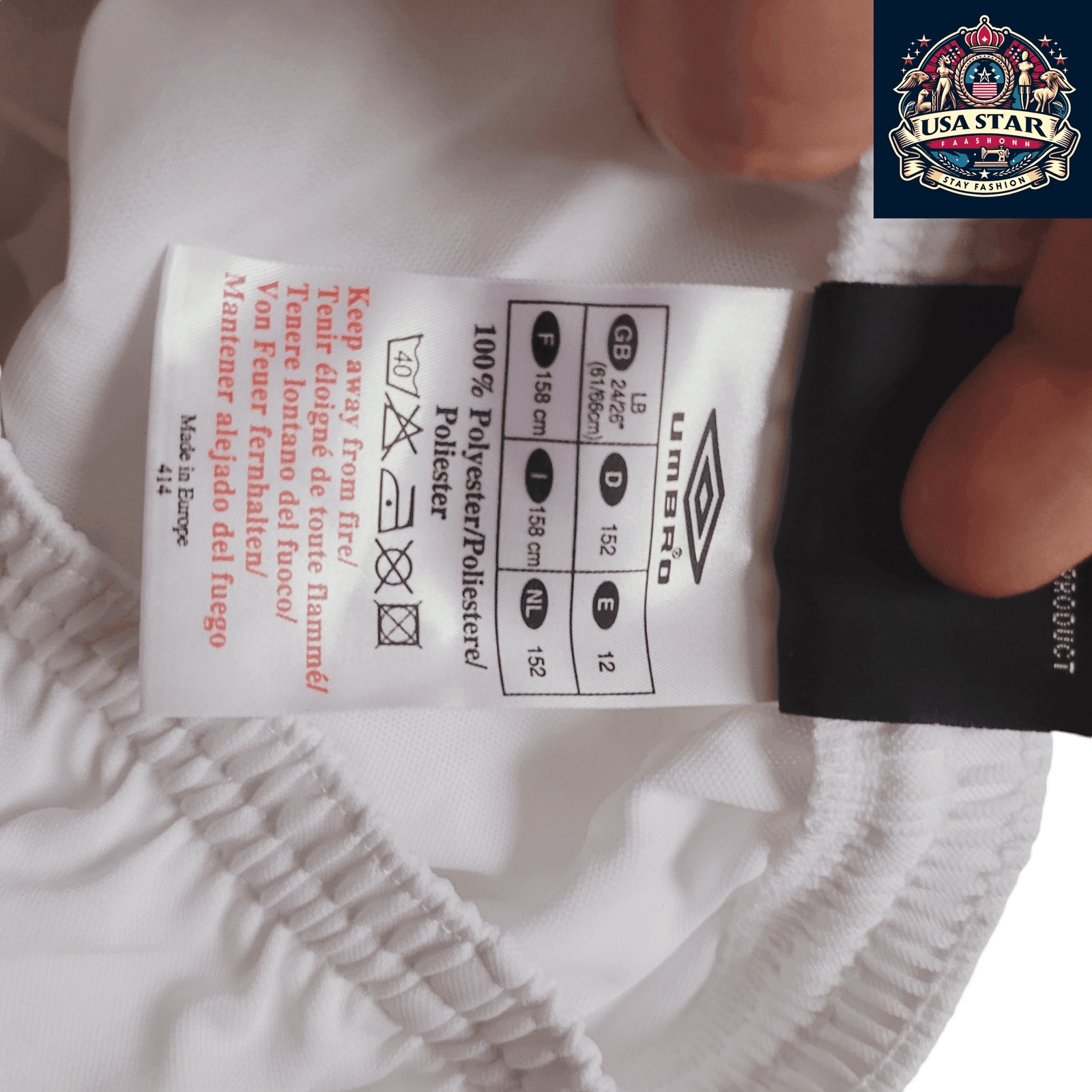 Umbro Youth Soccer Shorts, Size 152/158, Lightweight White Fabric, Elastic Waistband, Breathable Design - USASTARFASHION