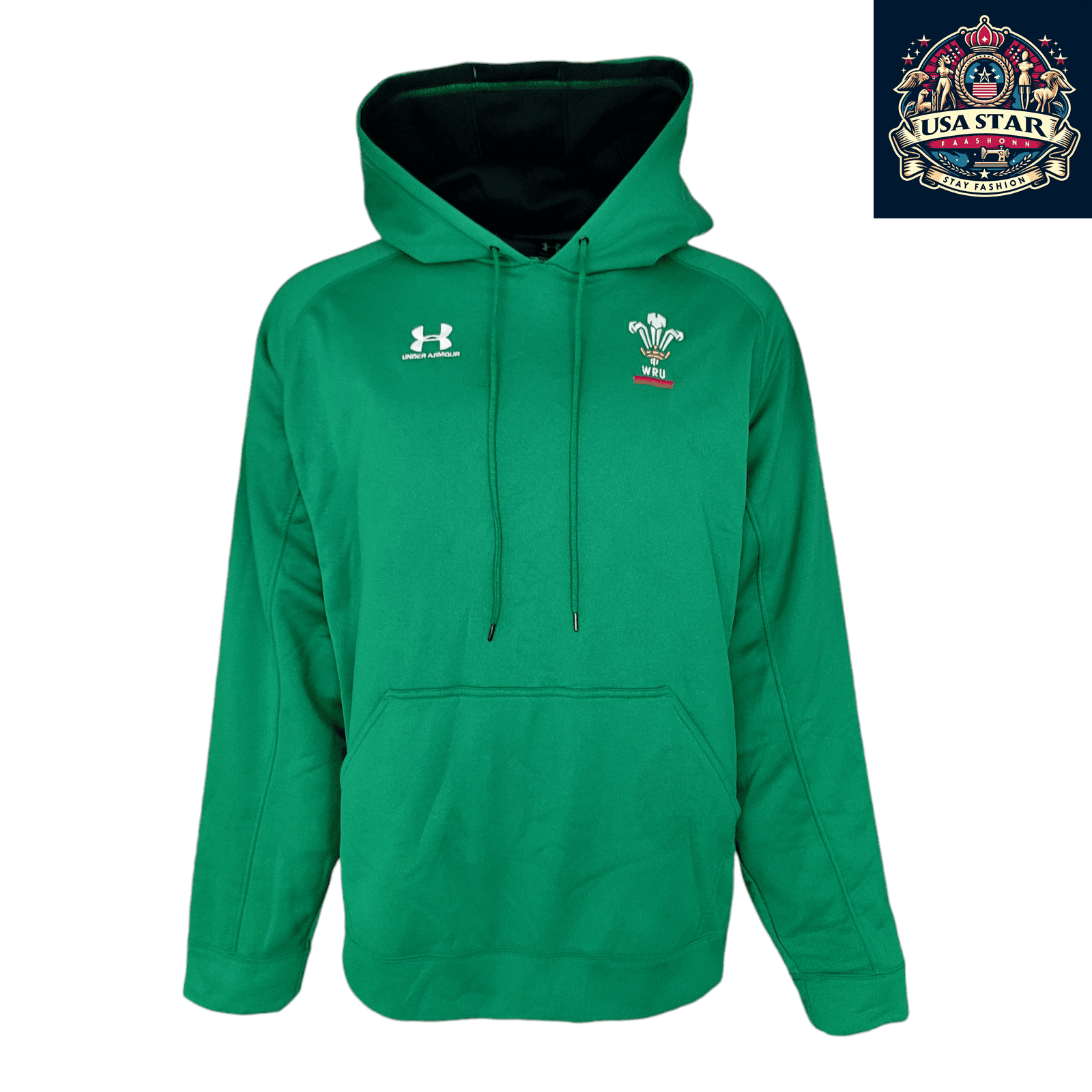 Under Armour Welsh Rugby Hoodie WRU Pullover Green Men’s X - Large - Comfortable & Stylish - USASTARFASHION