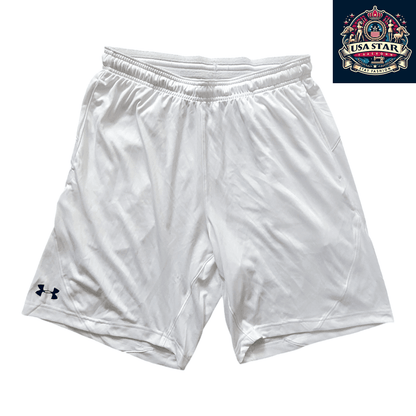 Under Armour White Athletic Shorts, Size Large, Elastic Waist, Pockets - USASTARFASHION