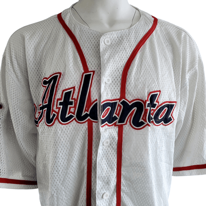 Unisex 2XL Atlanta Baseball Jersey in White/Red with Authentic Logos - K&S Sportswear - USASTARFASHION