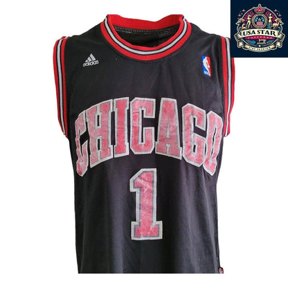 Adidas Chicago Bulls Jersey #1 Derrick Rose Vintage Large Nostalgic NBA Basketball Apparel - USASTARFASHION