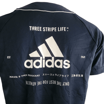 Adidas Jersey Three Stripe Life Graphic, Black & White, M Size, Established 1949 Edition - USASTARFASHION