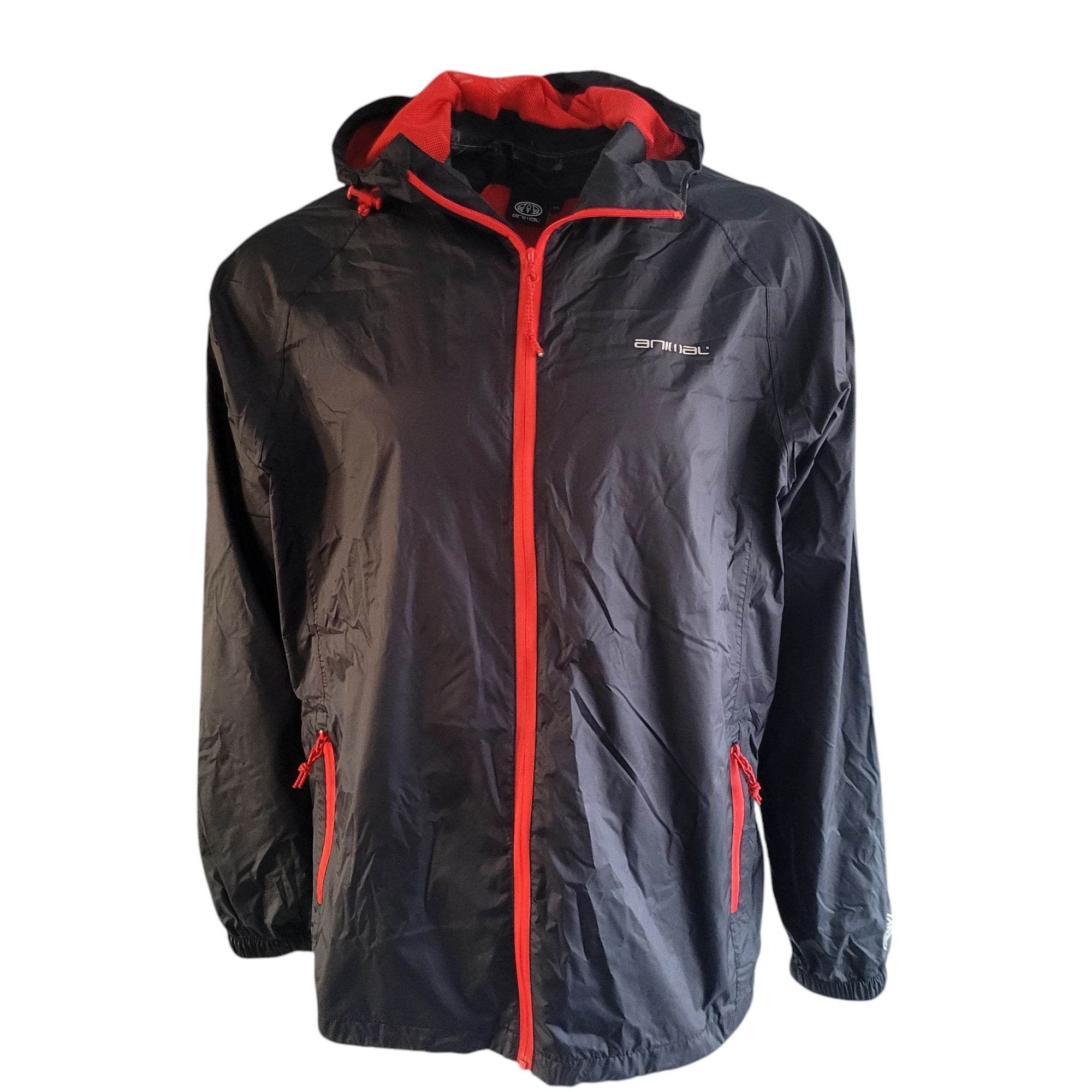 Animal Packaway Waterproof Jacket - XXL - Black/Red - USASTARFASHION