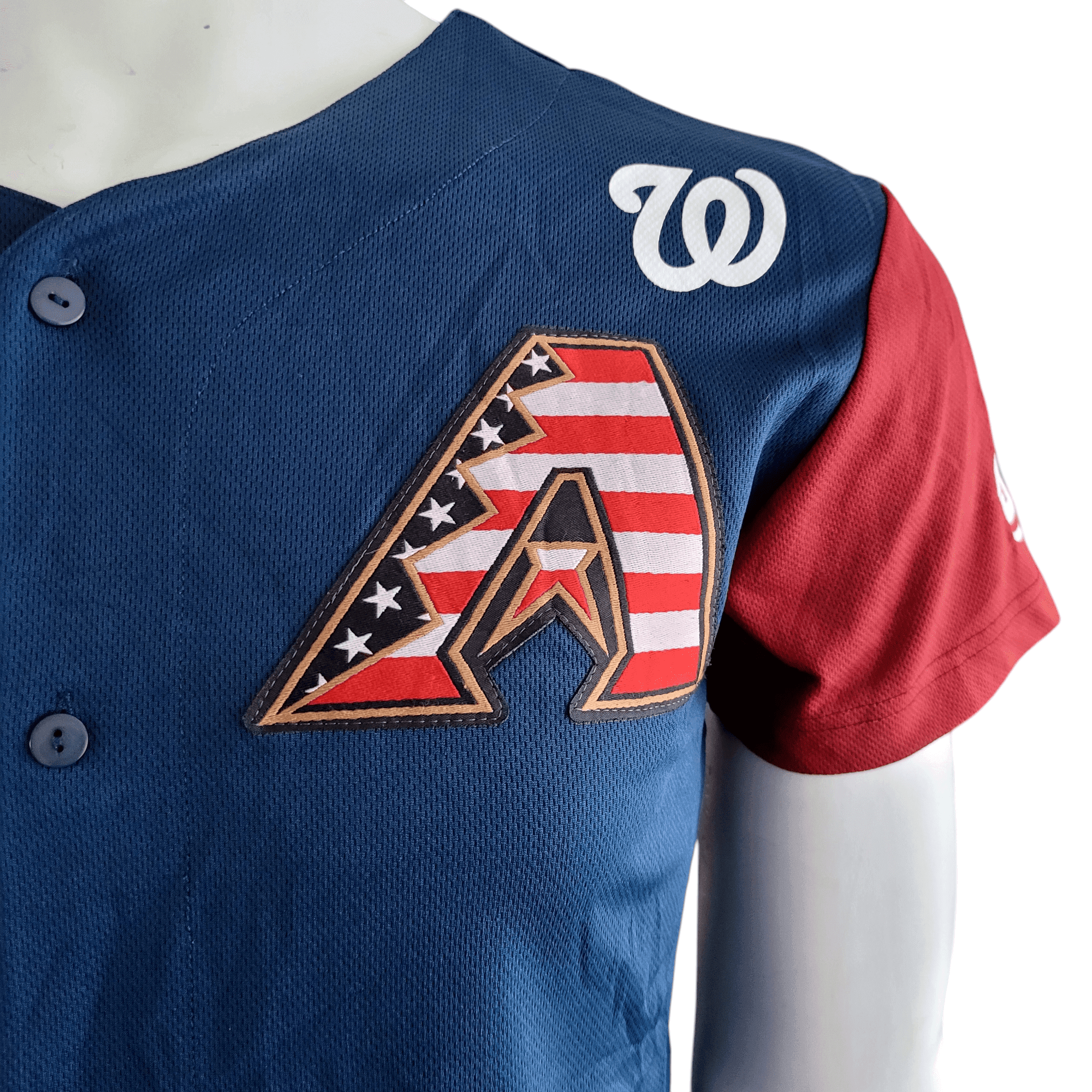 Arizona Diamondbacks Jersey - Unisex Adult Sports Jersey, Red/Blue, Size S, Tide Logo - USASTARFASHION